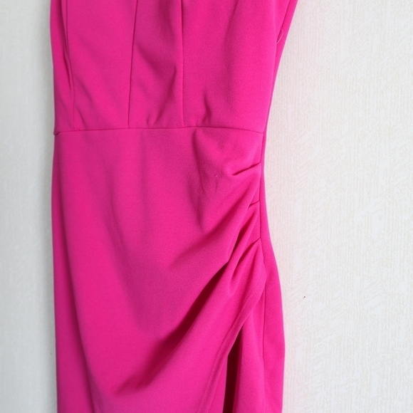 LOVE Nickie Lew Sparkle Pink Ruched side Stretch Dress - Picture 13 of 15